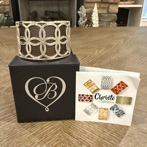 Brighton Christo NYC Wide Cuff Bracelet Convertible Leather Silver Plated